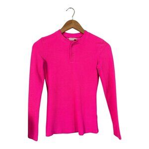 Zero + Us Girls Neon Pink Long Sleeve Shirt Size XS 14 Textured Bright
